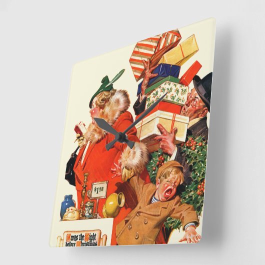 クリスマス前の夜 スクエア壁時計 (傾斜)