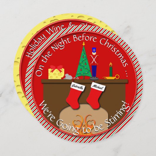 クリスマス前の夜・ワイン&チーズパーティー 招待状 (正面/裏面)