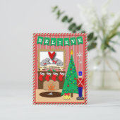 クリスマス前の夜・ 4ストッキング シーズンポストカード (スタンド正面)