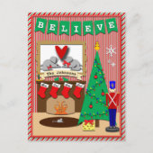 クリスマス前の夜・ 4ストッキング シーズンポストカード (正面)