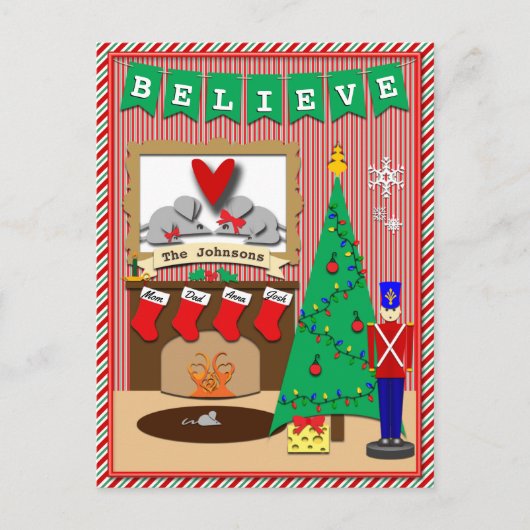 クリスマス前の夜・ 4ストッキング シーズンポストカード (正面)