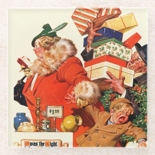 クリスマス前夜 ガラスコースター (正面)