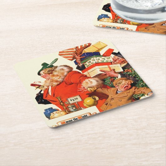 クリスマス前夜 スクエアペーパーコースター (アングル)