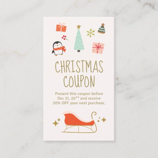 クリスマス割引クーポンプロモーション 割引カード (正面)