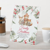 クリスマス動物お気に入りの家族の伝統ゲーム 台座サイン (インサイチュ)