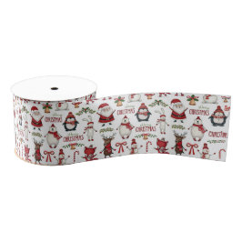 クリスマス動物のパターン グログランリボン