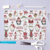 クリスマス動物のパターン 薄葉紙 (クラフト)
