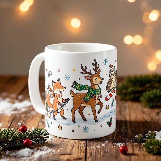クリスマス動物のパレード キッズマグ コーヒーマグカップ