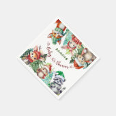 クリスマス動物の冬の赤ちゃんシャワー スタンダードカクテルナプキン (角)