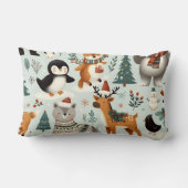 クリスマス動物シームレスパターン花枕 ランバークッション (裏面)