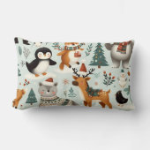 クリスマス動物シームレスパターン花枕 ランバークッション (正面)