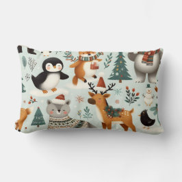 クリスマス動物シームレスパターン花枕 ランバークッション