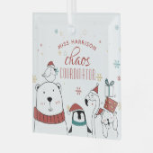 クリスマス動物混沌コーディネーターパーソナライズされた ガラスオーナメント (正面左)