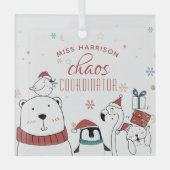 クリスマス動物混沌コーディネーターパーソナライズされた ガラスオーナメント (正面)