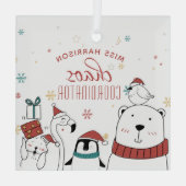 クリスマス動物混沌コーディネーターパーソナライズされた ガラスオーナメント (裏面)