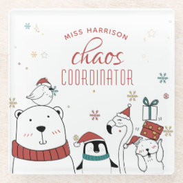 クリスマス動物混沌コーディネーターパーソナライズされた ガラスコースター