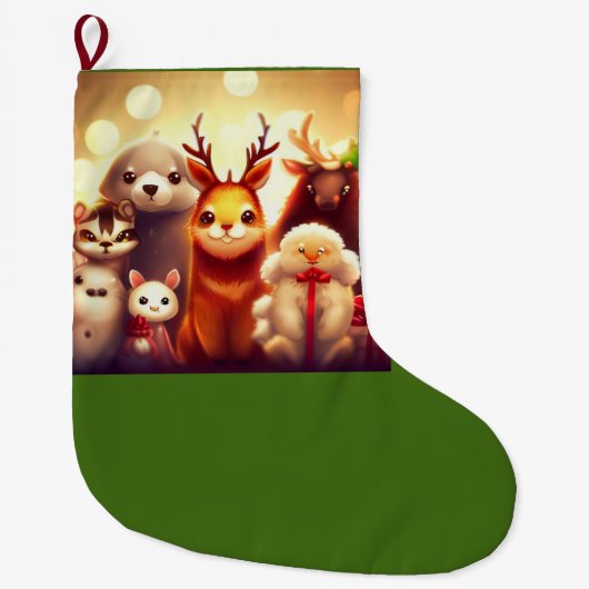 クリスマス動物1 ラージクリスマスストッキング (正面)