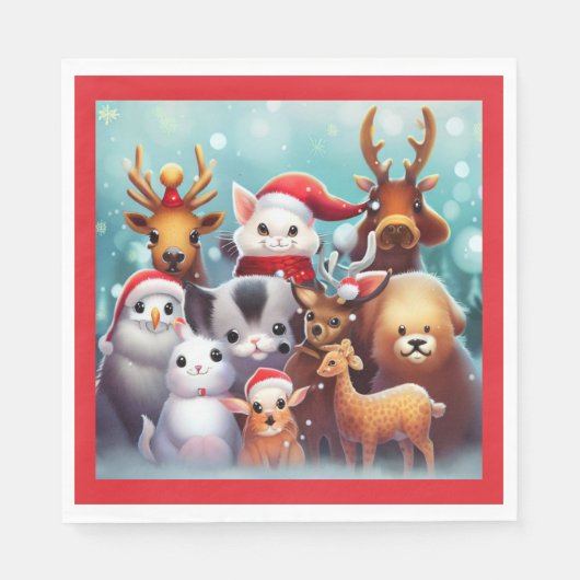 クリスマス動物2 スタンダードランチョンナプキン (正面)
