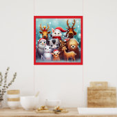 クリスマス動物2 ポスター (キッチン)
