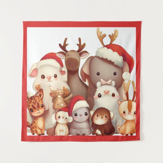 クリスマス動物3 タペストリー (正面)