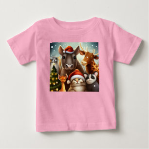クリスマス動物6 ベビーTシャツ