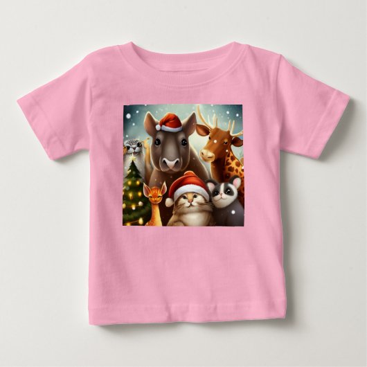 クリスマス動物6 ベビーTシャツ (正面)