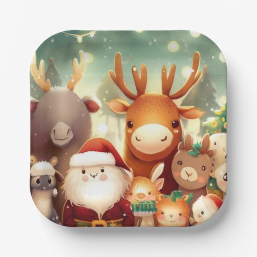 クリスマス動物8 ペーパープレート (正面)