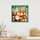 クリスマス動物8 ポスター (キッチン)