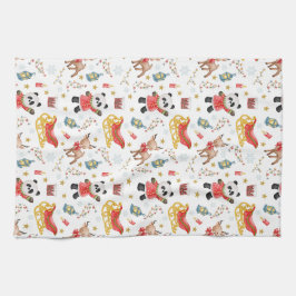 クリスマス動物 キッチンタオル