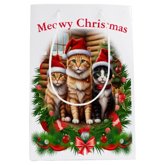 クリスマス動物 ミディアムペーパーバッグ (正面)