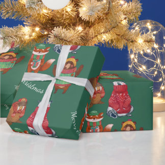 クリスマス動物 ラッピングペーパー