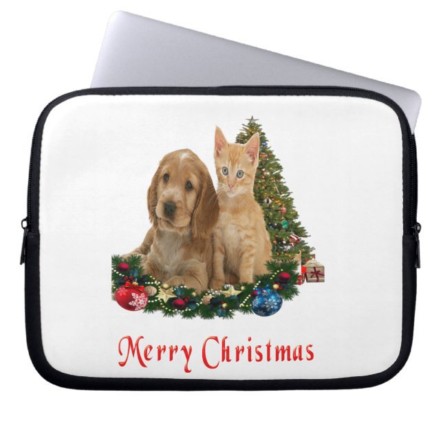 クリスマス動物 ラップトップスリーブ (正面)
