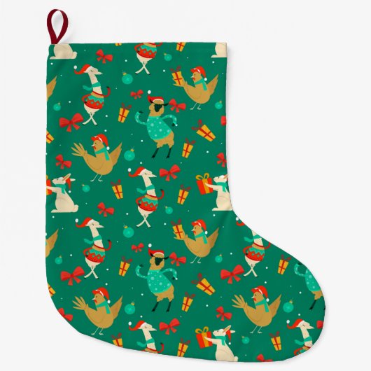 クリスマス動物 ラージクリスマスストッキング (正面)