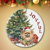 クリスマス包まれたのライトアップかわいいポメラニア犬犬 セラミックオーナメント