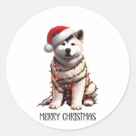 クリスマス包まれたの愛犬 ラウンドシール