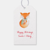 クリスマス包まれたアップフォックスアートギフトラベル ギフトタグ (裏面)