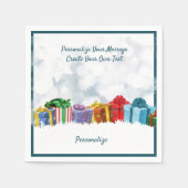 クリスマス包まれたプレゼントのパーソナライズ スタンダードカクテルナプキン (正面)