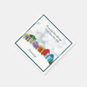 クリスマス包まれたプレゼントのパーソナライズ スタンダードカクテルナプキン (角)