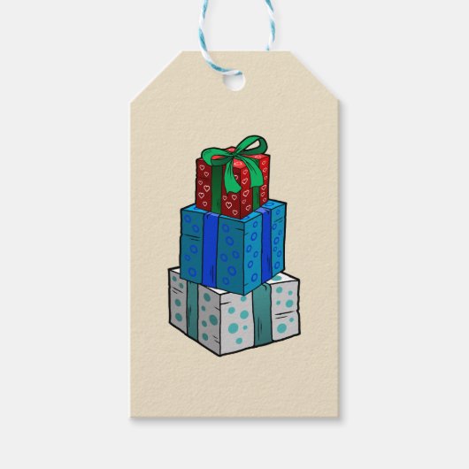 クリスマス包まれたプレゼント ギフトタグ (正面)