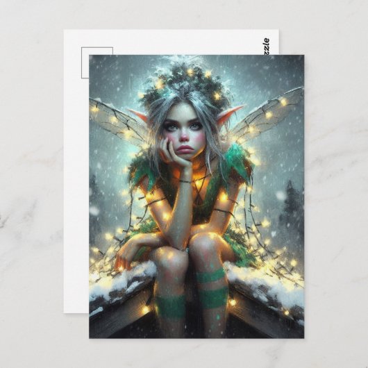 クリスマス包まれたライトの妖精 ポストカード (正面/裏面)