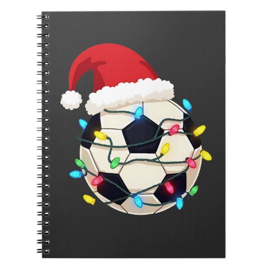 クリスマス包まれたライトサッカー選手 ノートブック (正面)