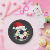 クリスマス包まれたライトサッカー選手 ペーパープレート (パーティー)