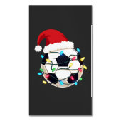 クリスマス包まれたライトサッカー選手 マグネット名刺 (正面縦)