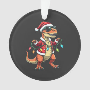 クリスマス包まれたライト付き恐竜サンタハット オーナメント