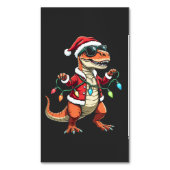 クリスマス包まれたライト付き恐竜サンタハット マグネット名刺 (正面縦)