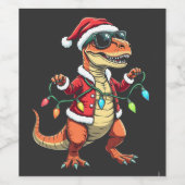 クリスマス包まれたライト付き恐竜サンタハット ワインラベル (シングルラベル)