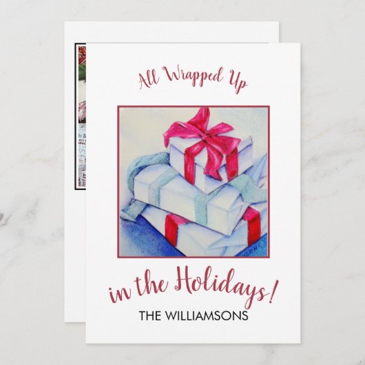 クリスマス包まれた・ギフトを満喫 シーズンカード (正面/裏面)