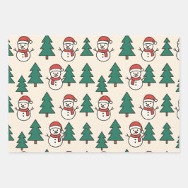 クリスマス包装紙フラットシートセット ラッピングペーパーシート