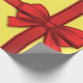 クリスマス包装紙 赤いリボン 黄色 ラッピングペーパー (角)