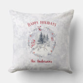 クリスマス北極雪キツネ冬景色名 クッション (正面)